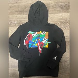 Nike Jordan Hoodie Jumpman Graphic Sweatshirt Youth Sz M 10-12 Black